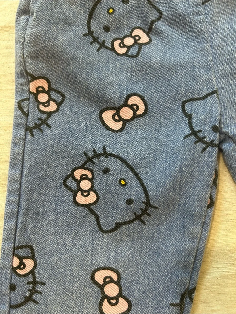 Hello Kitty Blue & Pink Girls' Printed Denim-Look Leggings